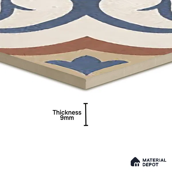 Moroccan Floor & Wall Tile TL 06066 Shevica 200 x 200 mm Vitrified Matte Finish - 9 mm | Ideal For Living Room, Bathroom, Kitchen | 2 mm Spacer is Mandatory | Please Expect a Slight Variation of Pattern (Sample)