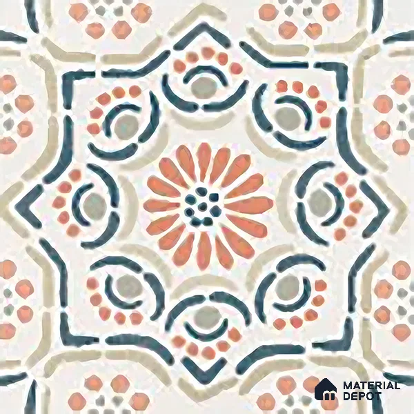 Moroccan Floor & Wall Tile TL 06068 Tropical 200 x 200 mm Vitrified Matte Finish - 9 mm | Ideal For Living Room, Bathroom, Kitchen | 2 mm Spacer is Mandatory | Please Expect a Slight Variation of Pattern (Sample)