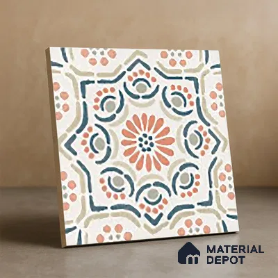 Moroccan Floor & Wall Tile TL 06068 Tropical 200 x 200 mm Vitrified Matte Finish - 9 mm | Ideal For Living Room, Bathroom, Kitchen | 2 mm Spacer is Mandatory | Please Expect a Slight Variation of Pattern (Sample)