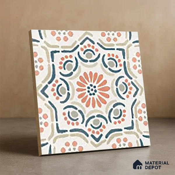 Moroccan Floor & Wall Tile TL 06068 Tropical 200 x 200 mm Vitrified Matte Finish - 9 mm | Ideal For Living Room, Bathroom, Kitchen | 2 mm Spacer is Mandatory | Please Expect a Slight Variation of Pattern (Sample)