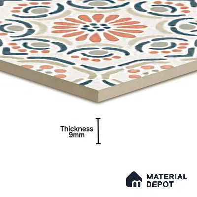 Moroccan Floor & Wall Tile TL 06068 Tropical 200 x 200 mm Vitrified Matte Finish - 9 mm | Ideal For Living Room, Bathroom, Kitchen | 2 mm Spacer is Mandatory | Please Expect a Slight Variation of Pattern (Sample)