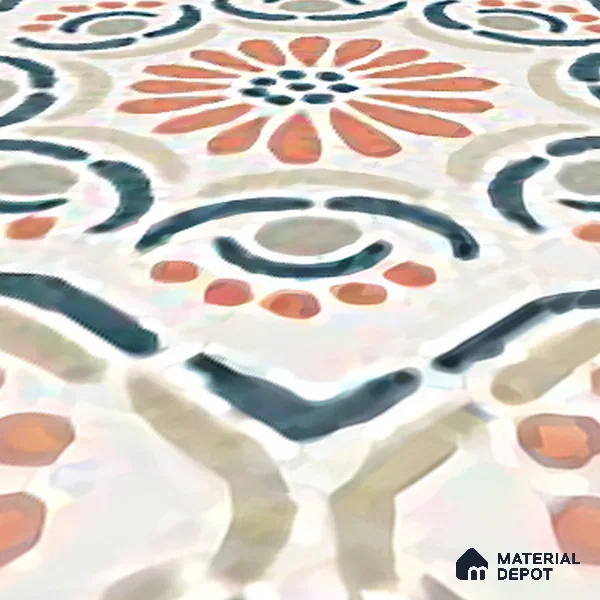 Moroccan Floor & Wall Tile TL 06068 Tropical 200 x 200 mm Vitrified Matte Finish - 9 mm | Ideal For Living Room, Bathroom, Kitchen | 2 mm Spacer is Mandatory | Please Expect a Slight Variation of Pattern (Sample)