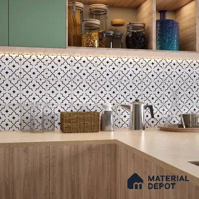 Moroccan Floor & Wall Tile TL 06071 Verona 200 x 200 mm Vitrified Matte Finish - 9 mm | Ideal For Living Room, Bathroom, Kitchen | 2 mm Spacer is Mandatory | Please Expect a Slight Variation of Pattern