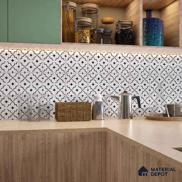 Moroccan Floor & Wall Tile TL 06071 Verona 200 x 200 mm Vitrified Matte Finish - 9 mm | Ideal For Living Room, Bathroom, Kitchen | 2 mm Spacer is Mandatory | Please Expect a Slight Variation of Pattern