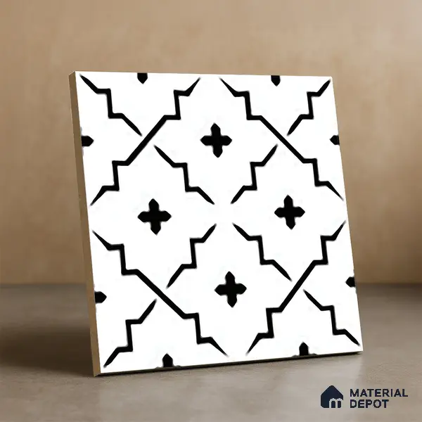 Moroccan Floor & Wall Tile TL 06071 Verona 200 x 200 mm Vitrified Matte Finish - 9 mm | Ideal For Living Room, Bathroom, Kitchen | 2 mm Spacer is Mandatory | Please Expect a Slight Variation of Pattern