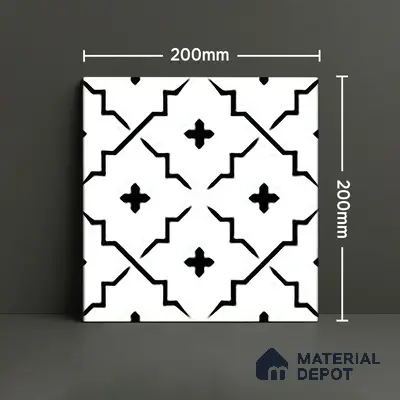 Moroccan Floor & Wall Tile TL 06071 Verona 200 x 200 mm Vitrified Matte Finish - 9 mm | Ideal For Living Room, Bathroom, Kitchen | 2 mm Spacer is Mandatory | Please Expect a Slight Variation of Pattern