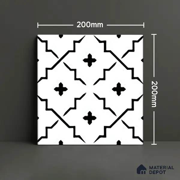 Moroccan Floor & Wall Tile TL 06071 Verona 200 x 200 mm Vitrified Matte Finish - 9 mm | Ideal For Living Room, Bathroom, Kitchen | 2 mm Spacer is Mandatory | Please Expect a Slight Variation of Pattern