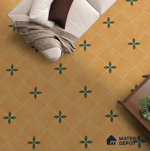 Moroccan Floor & Wall Tile TL 10602 Athangudi Leaf 1 ft x 1 ft Ceramic Matte Finish - 7.5 mm | Suitable for Bathroom, Kitchen, Balcony | Please Expect a Slight Variation of Pattern