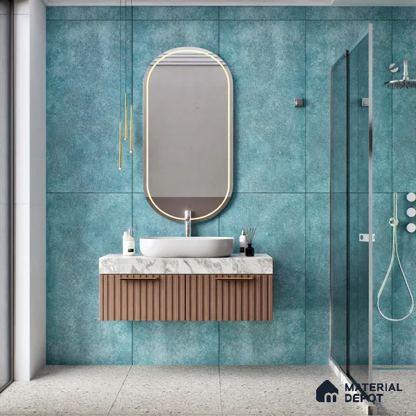 Cement Floor & Wall Tile TL 06097 B Inferno Azul 4 ft x 2 ft Vitrified Glitter Matte Finish - 9 mm | 6 Random Design | Suitable For Living Room, Bedroom, Bathroom, Kitchen (Sample)