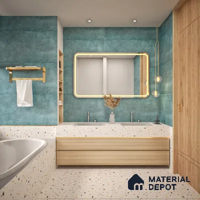 Cement Floor & Wall Tile TL 06097 B Inferno Azul 4 ft x 2 ft Vitrified Glitter Matte Finish - 9 mm | 6 Random Design | Suitable For Living Room, Bedroom, Bathroom, Kitchen (Sample)