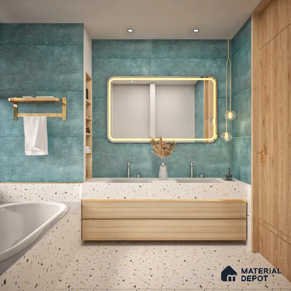Cement Floor & Wall Tile TL 06097 B Inferno Azul 4 ft x 2 ft Vitrified Glitter Matte Finish - 9 mm | 6 Random Design | Suitable For Living Room, Bedroom, Bathroom, Kitchen (Sample)