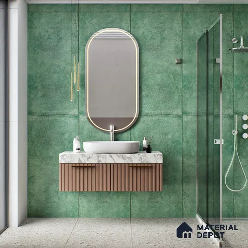 Cement Wall & Floor Tile TL 06097 D Inferno Moss 4 ft x 2 ft Vitrified Glitter Matte Finish - 9 mm | 6 Random Design | Suitable For Living Room, Bedroom, Bathroom, Kitchen