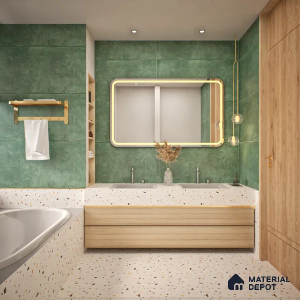 Cement Wall & Floor Tile TL 06097 D Inferno Moss 4 ft x 2 ft Vitrified Glitter Matte Finish - 9 mm | 6 Random Design | Suitable For Living Room, Bedroom, Bathroom, Kitchen