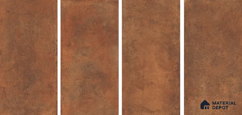Cement Wall & Floor Tile TL 06097 E Inferno Rust 4 ft x 2 ft Vitrified Glitter Matte Finish - 9 mm | 6 Random Design | Suitable For Living Room, Bedroom, Bathroom, Kitchen (Sample)