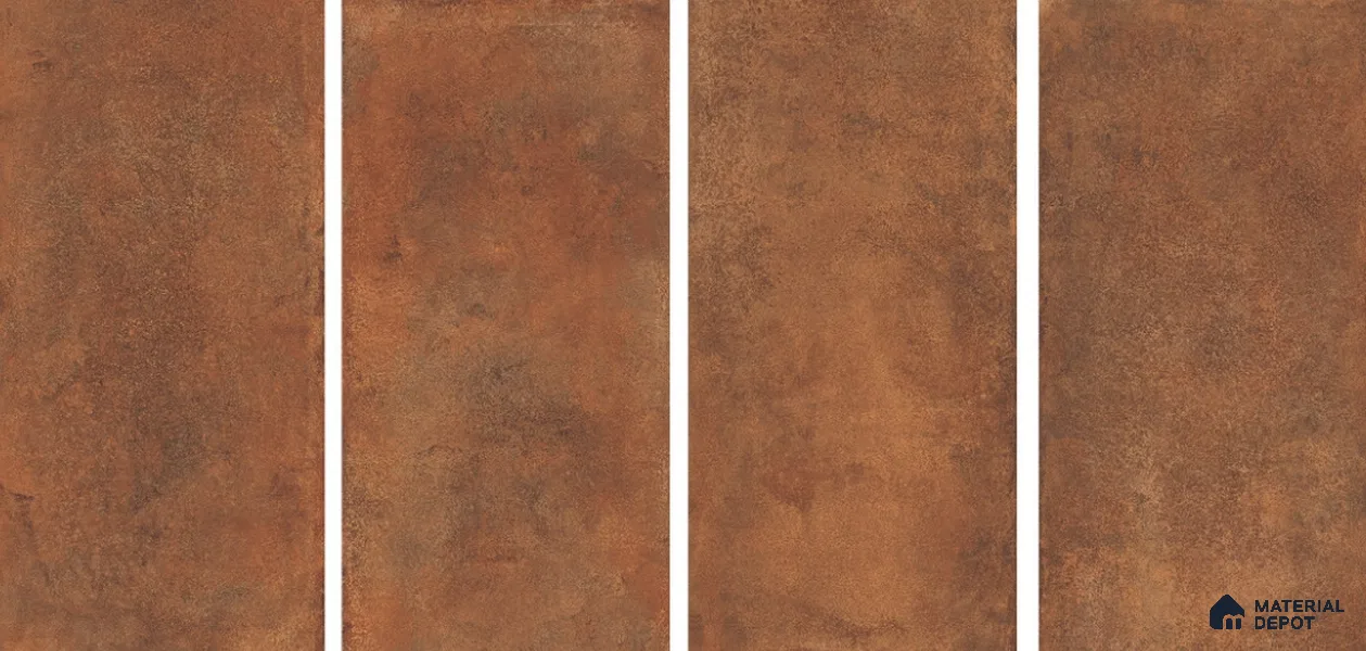 Cement Wall & Floor Tile TL 06097 E Inferno Rust 4 ft x 2 ft Vitrified Glitter Matte Finish - 9 mm | 6 Random Design | Suitable For Living Room, Bedroom, Bathroom, Kitchen (Sample)