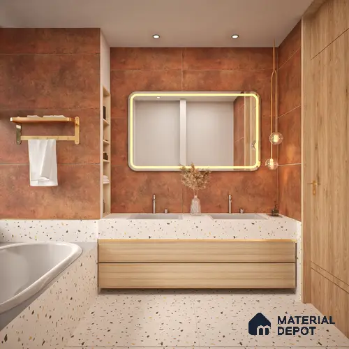 Cement Wall & Floor Tile TL 06097 E Inferno Rust 4 ft x 2 ft Vitrified Glitter Matte Finish - 9 mm | 6 Random Design | Suitable For Living Room, Bedroom, Bathroom, Kitchen
