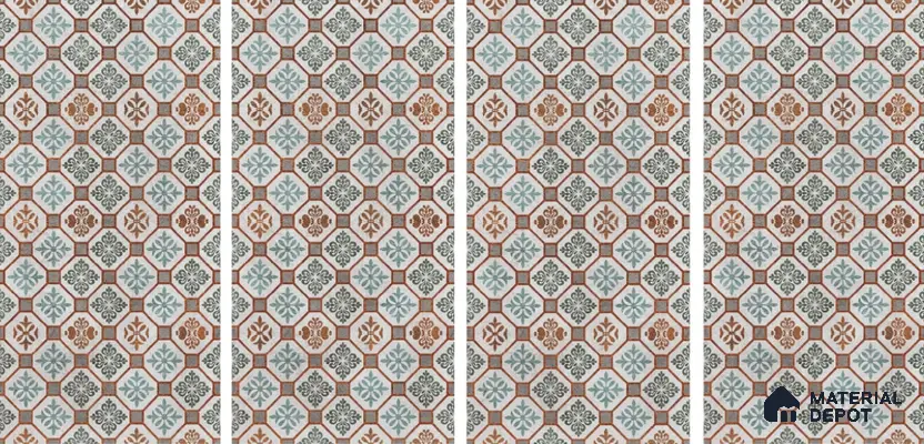 Moroccan Floor & Wall Tile TL 06097 Inferno Fusion Decor 4 ft x 2 ft Vitrified Matte Finish - 9 mm | Suitable For Living Room, Bedroom, Bathroom, Kitchen