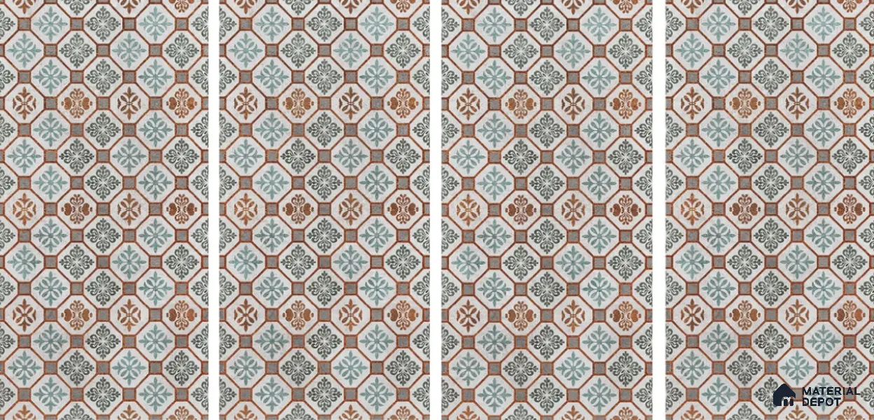 Moroccan Floor & Wall Tile TL 06097 Inferno Fusion Decor 4 ft x 2 ft Vitrified Matte Finish - 9 mm | Suitable For Living Room, Bedroom, Bathroom, Kitchen
