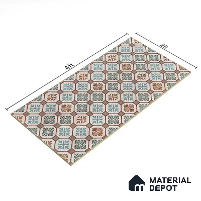 Moroccan Floor & Wall Tile TL 06097 Inferno Fusion Decor 4 ft x 2 ft Vitrified Matte Finish - 9 mm | Suitable For Living Room, Bedroom, Bathroom, Kitchen