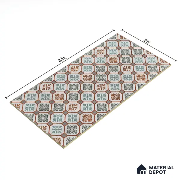 Moroccan Floor & Wall Tile TL 06097 Inferno Fusion Decor 4 ft x 2 ft Vitrified Matte Finish - 9 mm | Suitable For Living Room, Bedroom, Bathroom, Kitchen