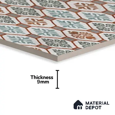 Moroccan Floor & Wall Tile TL 06097 Inferno Fusion Decor 4 ft x 2 ft Vitrified Matte Finish - 9 mm | Suitable For Living Room, Bedroom, Bathroom, Kitchen