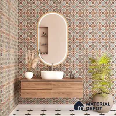 Moroccan Floor & Wall Tile TL 06097 Inferno Fusion Decor 4 ft x 2 ft Vitrified Matte Finish - 9 mm | Suitable For Living Room, Bedroom, Bathroom, Kitchen