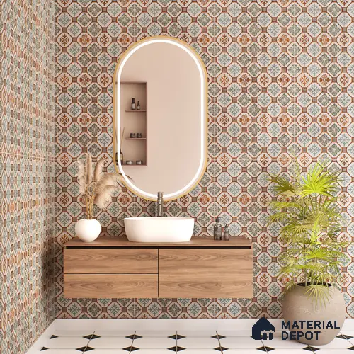 Moroccan Floor & Wall Tile TL 06097 Inferno Fusion Decor 4 ft x 2 ft Vitrified Matte Finish - 9 mm | Suitable For Living Room, Bedroom, Bathroom, Kitchen