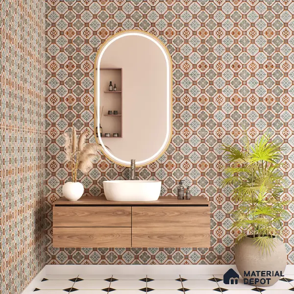 Moroccan Floor & Wall Tile TL 06097 Inferno Fusion Decor 4 ft x 2 ft Vitrified Matte Finish - 9 mm | Suitable For Living Room, Bedroom, Bathroom, Kitchen