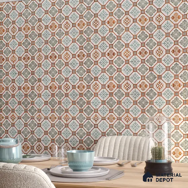 Moroccan Floor & Wall Tile TL 06097 Inferno Fusion Decor 4 ft x 2 ft Vitrified Matte Finish - 9 mm | Suitable For Living Room, Bedroom, Bathroom, Kitchen