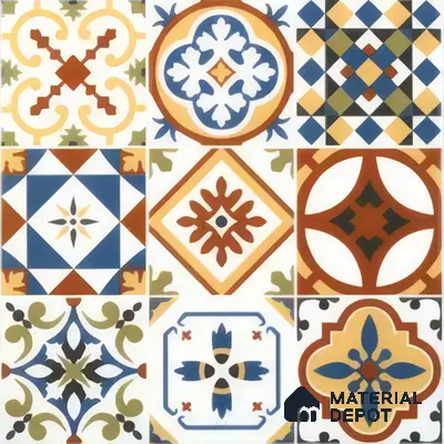 Moroccan Floor & Wall Tile TL 05424 Morissa Amber Azul 1 ft x 1 ft Ceramic Matte Finish - 7.5 mm | Suitable for Suitable for Bathroom, Kitchen, Balcony | Please Expect a Slight Variation of Pattern