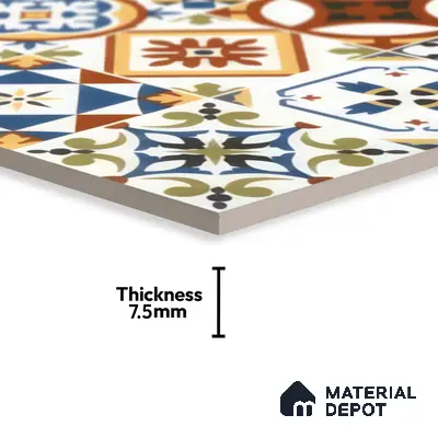 Moroccan Floor & Wall Tile TL 05424 Morissa Amber Azul 1 ft x 1 ft Ceramic Matte Finish - 7.5 mm | Suitable for Suitable for Bathroom, Kitchen, Balcony | Please Expect a Slight Variation of Pattern