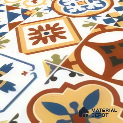 Moroccan Floor & Wall Tile TL 05424 Morissa Amber Azul 1 ft x 1 ft Ceramic Matte Finish - 7.5 mm | Suitable for Suitable for Bathroom, Kitchen, Balcony | Please Expect a Slight Variation of Pattern