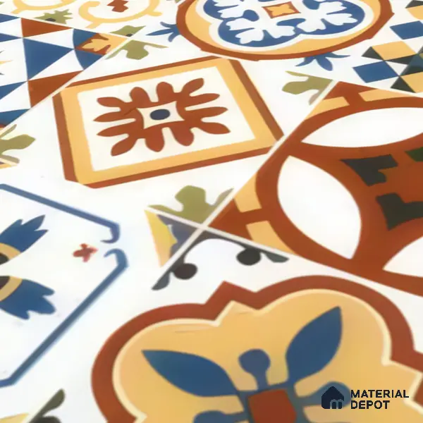 Moroccan Floor & Wall Tile TL 05424 Morissa Amber Azul 1 ft x 1 ft Ceramic Matte Finish - 7.5 mm | Suitable for Suitable for Bathroom, Kitchen, Balcony | Please Expect a Slight Variation of Pattern
