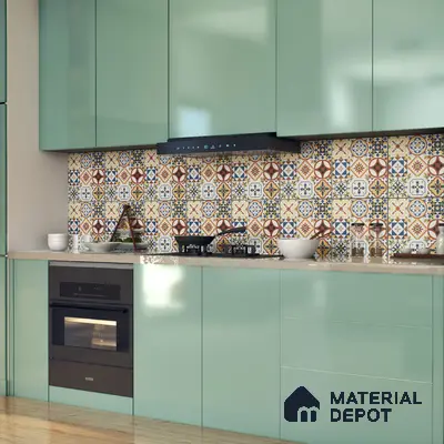 Moroccan Floor & Wall Tile TL 05424 Morissa Amber Azul 1 ft x 1 ft Ceramic Matte Finish - 7.5 mm | Suitable for Suitable for Bathroom, Kitchen, Balcony | Please Expect a Slight Variation of Pattern