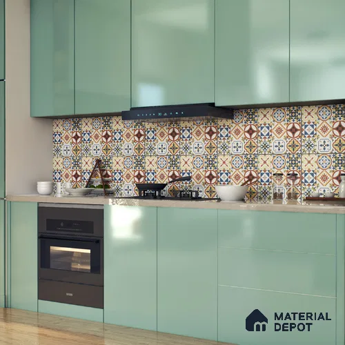 Moroccan Floor & Wall Tile TL 05424 Morissa Amber Azul 1 ft x 1 ft Ceramic Matte Finish - 7.5 mm | Suitable for Suitable for Bathroom, Kitchen, Balcony | Please Expect a Slight Variation of Pattern