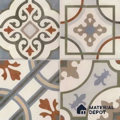 Moroccan Floor & Wall Tile TL 05442 B Morissa Casablanca 1 ft x 1 ft Ceramic Matte Finish - 7.5 mm | Random Design | Suitable for Bathroom, Kitchen, Balcony | Please Expect a Slight Variation of Pattern