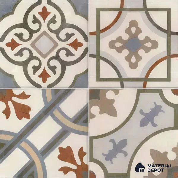 Moroccan Floor & Wall Tile TL 05442 B Morissa Casablanca 1 ft x 1 ft Ceramic Matte Finish - 7.5 mm | Random Design | Suitable for Bathroom, Kitchen, Balcony | Please Expect a Slight Variation of Pattern
