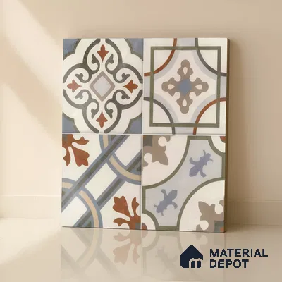 Moroccan Floor & Wall Tile TL 05442 B Morissa Casablanca 1 ft x 1 ft Ceramic Matte Finish - 7.5 mm | Random Design | Suitable for Bathroom, Kitchen, Balcony | Please Expect a Slight Variation of Pattern