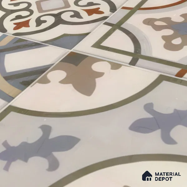Moroccan Floor & Wall Tile TL 05442 B Morissa Casablanca 1 ft x 1 ft Ceramic Matte Finish - 7.5 mm | Random Design | Suitable for Bathroom, Kitchen, Balcony | Please Expect a Slight Variation of Pattern