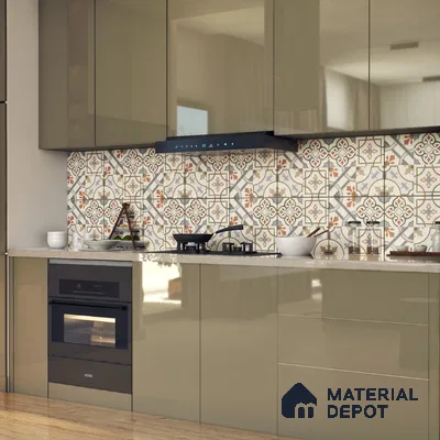Moroccan Floor & Wall Tile TL 05442 B Morissa Casablanca 1 ft x 1 ft Ceramic Matte Finish - 7.5 mm | Random Design | Suitable for Bathroom, Kitchen, Balcony | Please Expect a Slight Variation of Pattern