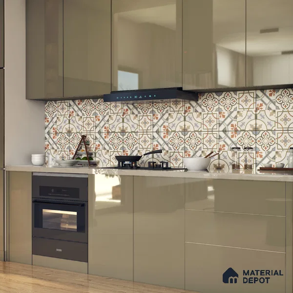 Moroccan Floor & Wall Tile TL 05442 B Morissa Casablanca 1 ft x 1 ft Ceramic Matte Finish - 7.5 mm | Random Design | Suitable for Bathroom, Kitchen, Balcony | Please Expect a Slight Variation of Pattern