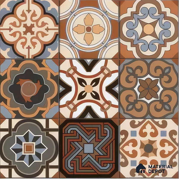 Moroccan Floor & Wall Tile TL 05419 Morissa Brown Medina 1 ft x 1 ft Ceramic Matte Finish - 7.5 mm | Suitable for Bathroom, Kitchen, Balcony | Please Expect a Slight Variation of Pattern (Sample)