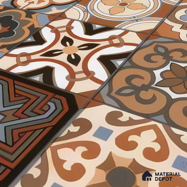 Moroccan Floor & Wall Tile TL 05419 Morissa Brown Medina 1 ft x 1 ft Ceramic Matte Finish - 7.5 mm | Suitable for Bathroom, Kitchen, Balcony | Please Expect a Slight Variation of Pattern (Sample)