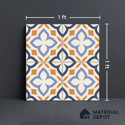 Moroccan Floor & Wall Tile TL 05443 B Morissa Crema Avorio Decor 1 ft x 1 ft Ceramic Matte Finish - 7.5 mm | Random Design | Suitable for Living Room, Bedroom, Bathroom, Kitchen & Balcony (Sample)