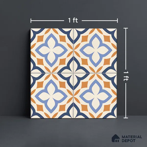 Moroccan Floor & Wall Tile TL 05443 B Morissa Crema Avorio Decor 1 ft x 1 ft Ceramic Matte Finish - 7.5 mm | Random Design | Suitable for Living Room, Bedroom, Bathroom, Kitchen & Balcony (Sample)