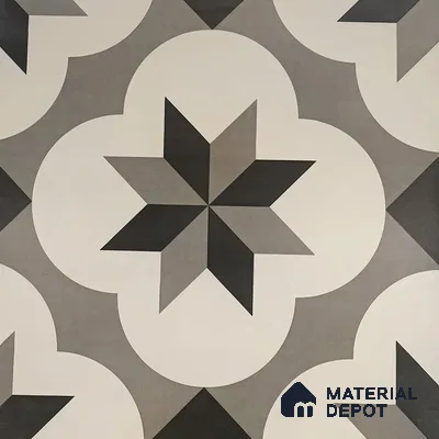 Moroccan Floor & Wall Tile TL 05449 Morissa Dove Gray 1 ft x 1 ft Ceramic Matte Finish - 7.5 mm | Suitable for Bathroom, Kitchen, Balcony | Please Expect a Slight Variation of Pattern (Sample)