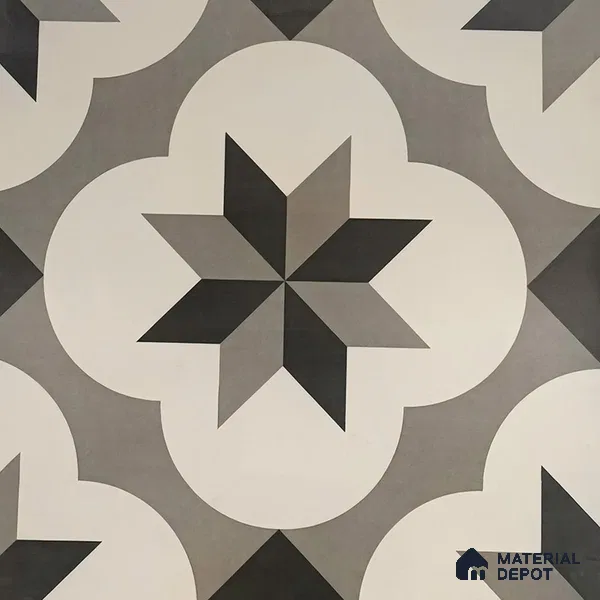 Moroccan Floor & Wall Tile TL 05449 Morissa Dove Gray 1 ft x 1 ft Ceramic Matte Finish - 7.5 mm | Suitable for Bathroom, Kitchen, Balcony | Please Expect a Slight Variation of Pattern (Sample)