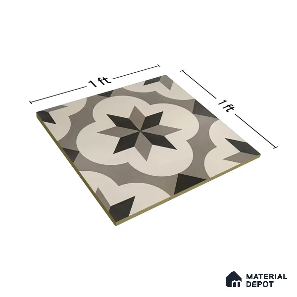 Moroccan Floor & Wall Tile TL 05449 Morissa Dove Gray 1 ft x 1 ft Ceramic Matte Finish - 7.5 mm | Suitable for Bathroom, Kitchen, Balcony | Please Expect a Slight Variation of Pattern (Sample)