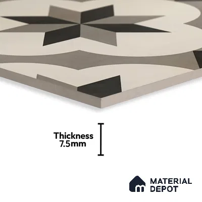 Moroccan Floor & Wall Tile TL 05449 Morissa Dove Gray 1 ft x 1 ft Ceramic Matte Finish - 7.5 mm | Suitable for Bathroom, Kitchen, Balcony | Please Expect a Slight Variation of Pattern (Sample)