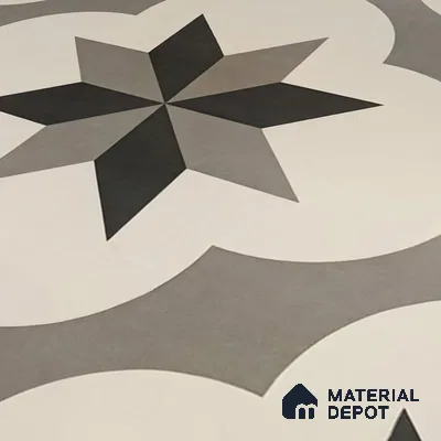 Moroccan Floor & Wall Tile TL 05449 Morissa Dove Gray 1 ft x 1 ft Ceramic Matte Finish - 7.5 mm | Suitable for Bathroom, Kitchen, Balcony | Please Expect a Slight Variation of Pattern (Sample)
